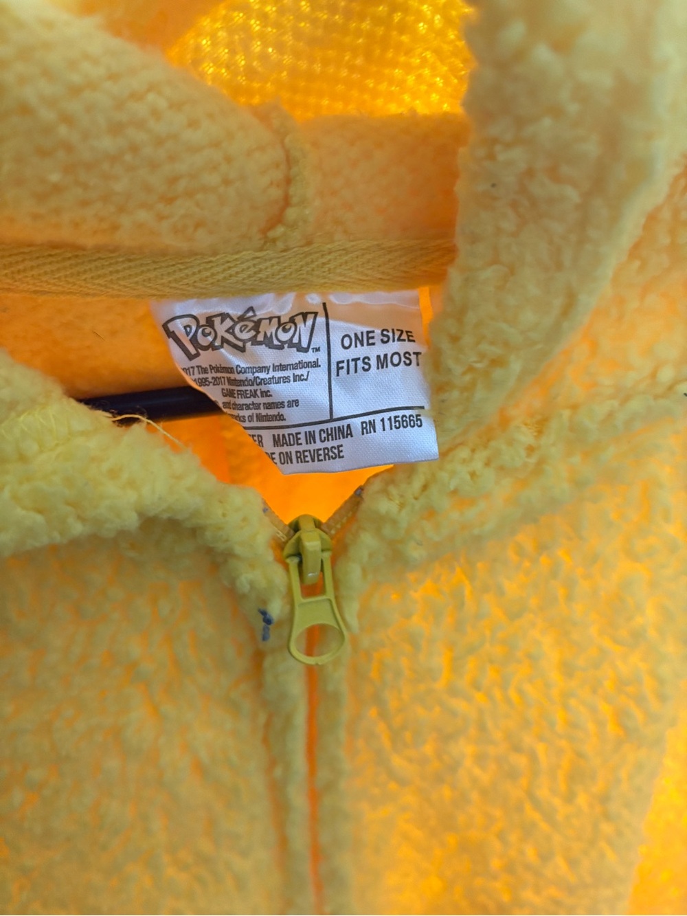 Pokemon Yellow Pikachu Fleece Footed One-Piece - Picture 3 of 3
